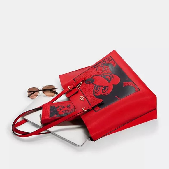 ✨NWT Sparkle✨ Coach X Disney Mickey Mouse X Keith Haring Mollie Tote - Picture 3 of 4